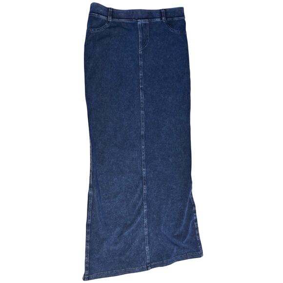 Hard Tail Long Denim Closed Slit Skirt Stretch size small y2k pull on country - Picture 6 of 10
